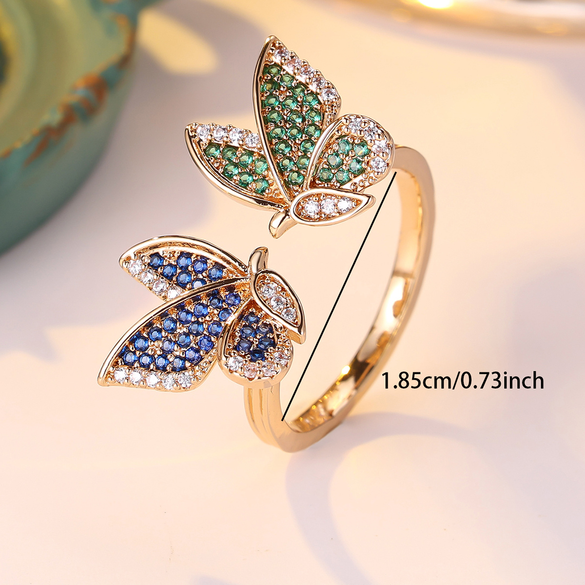 ANGOL Butterfly Open Ring, Two-Tone Color Block, Unisex Fashion